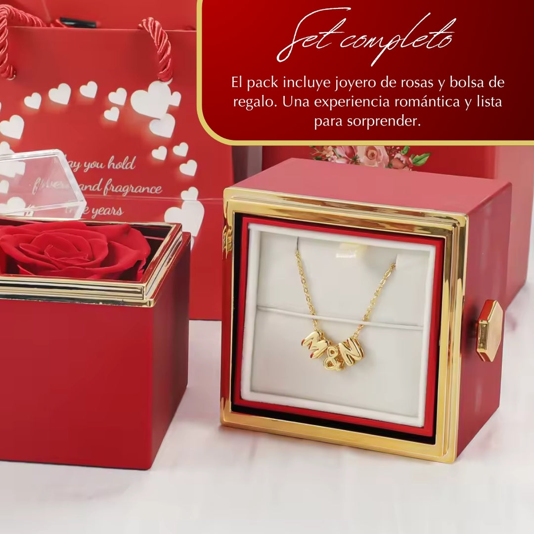 JOYERO GIRATORIO CON ROSA ETERNA
