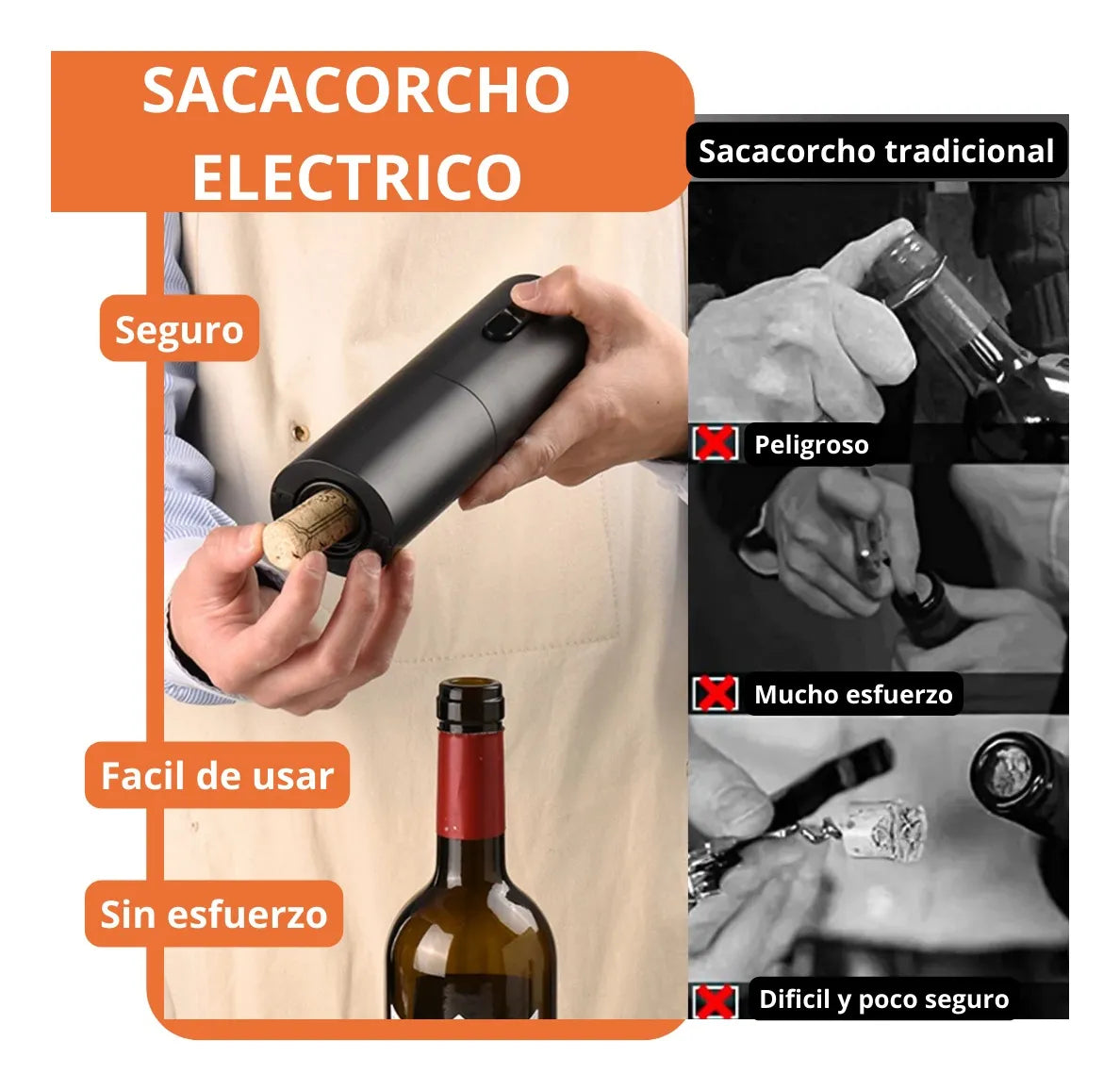 KIT Sacacorchos Eléctrico + Destapador GRATIS