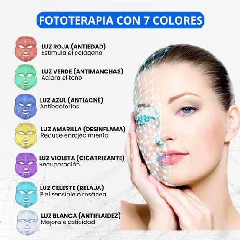 Mascara LED Facial 7 Colores