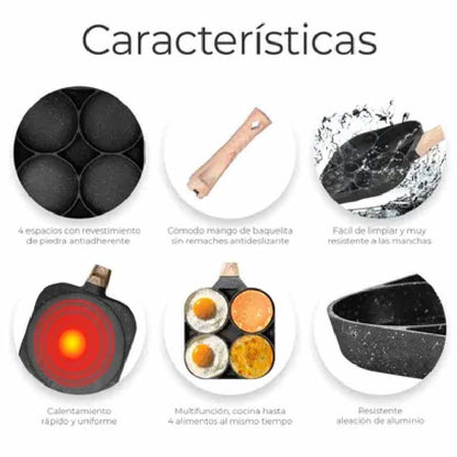 SARTEN ANTIADHERENTE 4 PUESTOS